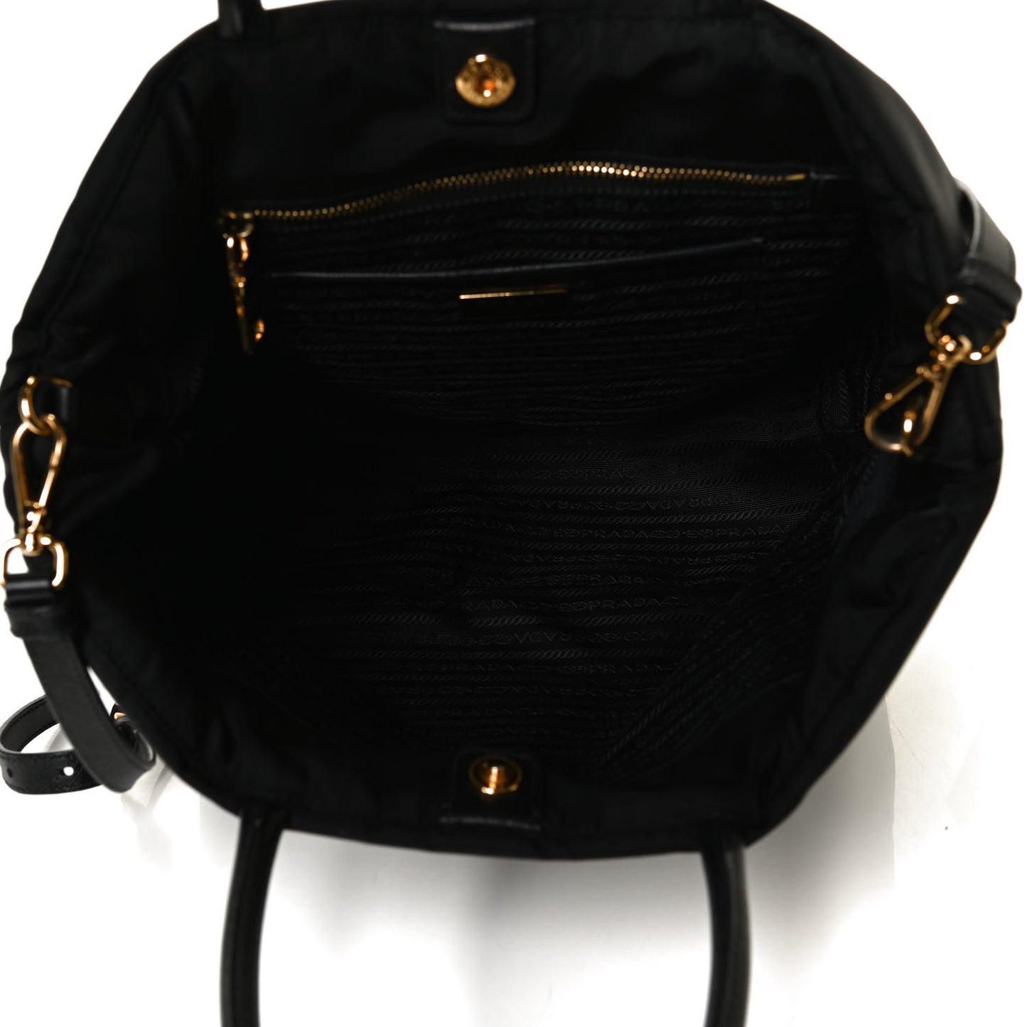 Tessuto Nylon Calfskin Tote Black