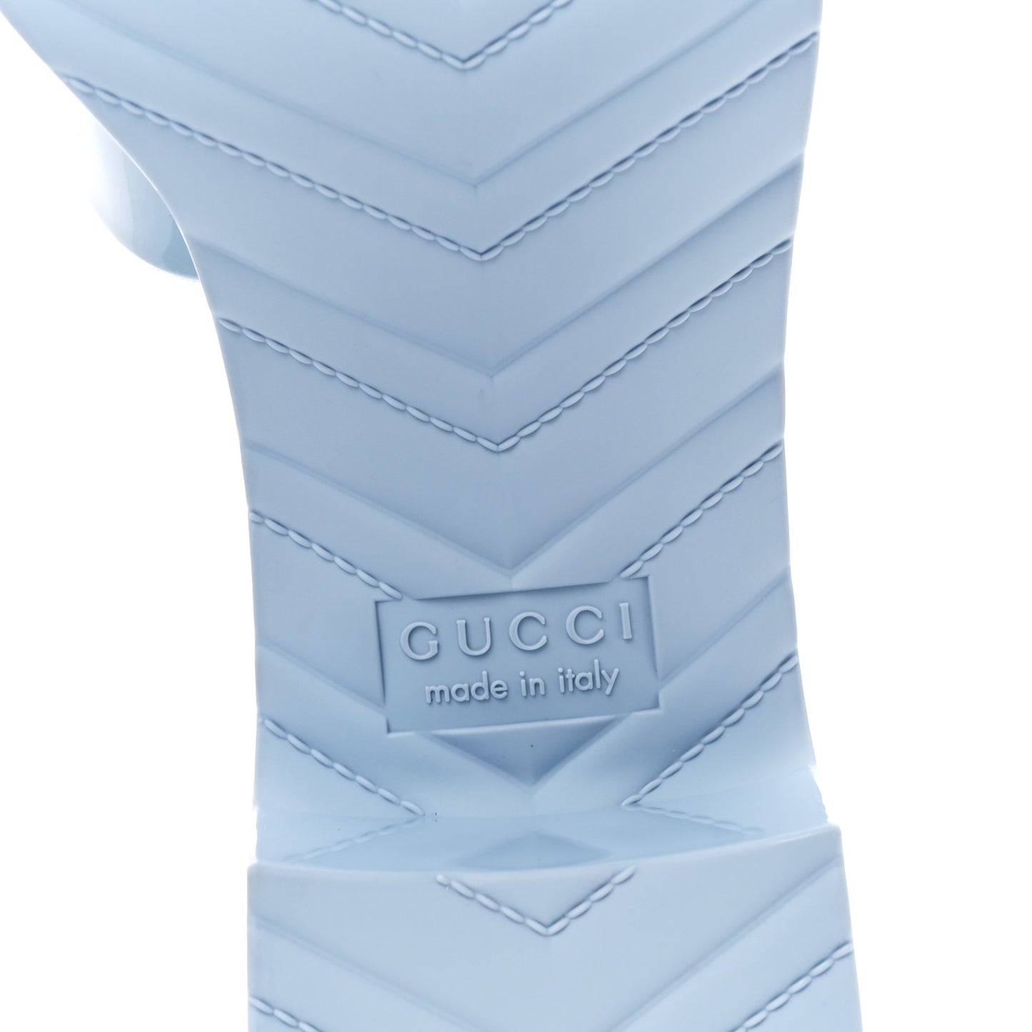 Rubber Gucci Logo Womens Platform 20/60mm Slide Sandals 37 Porcelain Light Blue