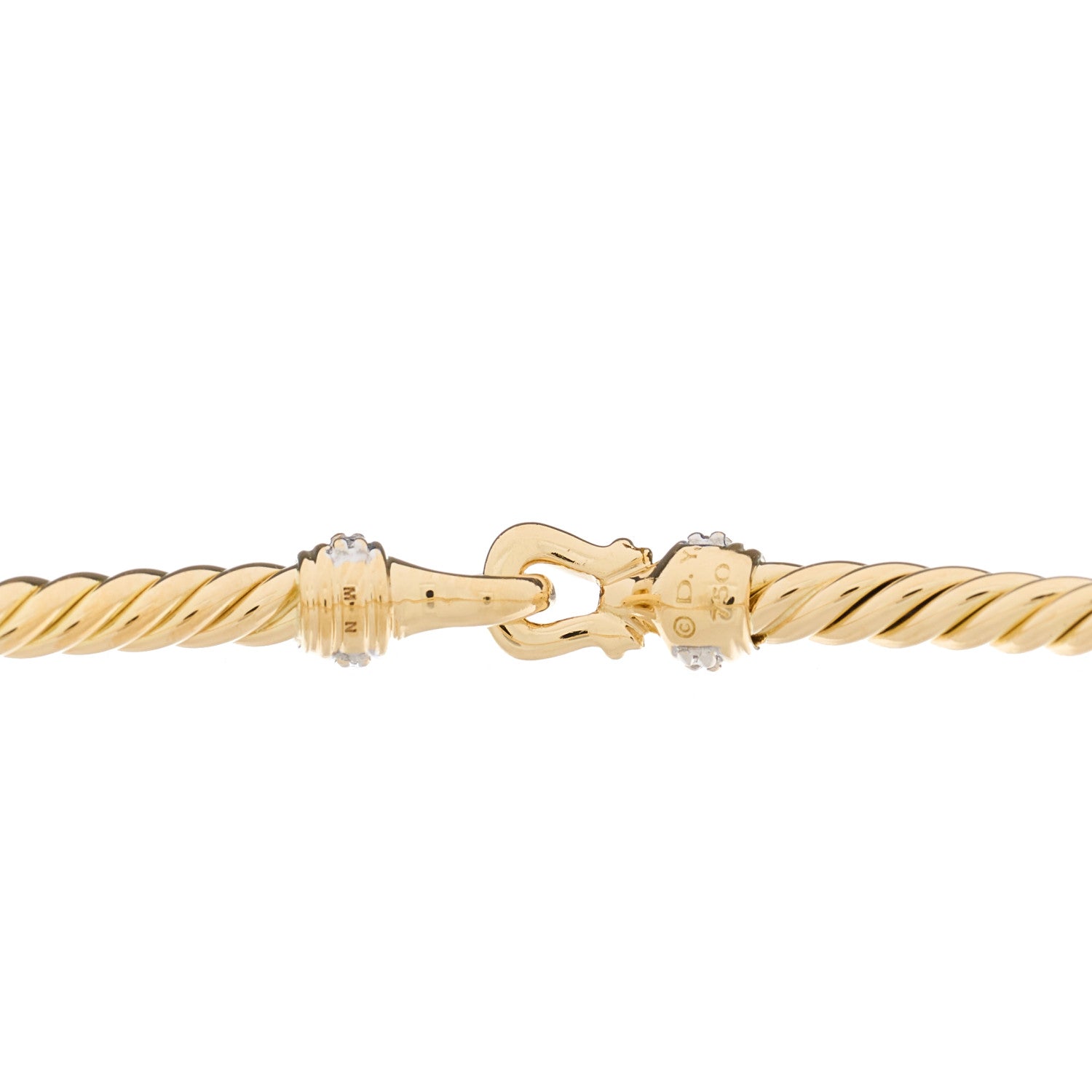 David Yurman 18K Yellow Gold Diamond 2.6mm Cable Collectibles Buckle Bracelet 3 of 3