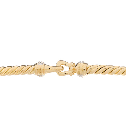 David Yurman 18K Yellow Gold Diamond 2.6mm Cable Collectibles Buckle Bracelet 3 of 3
