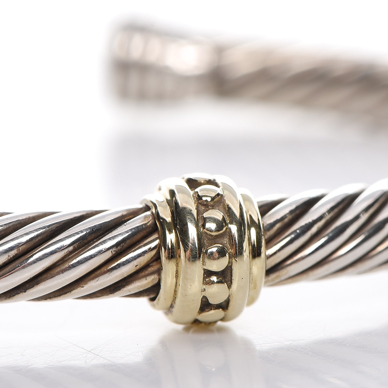 David Yurman Sterling Silver 14K Yellow Gold 5mm Cable Classics Single Station Bracelet 5 of 5