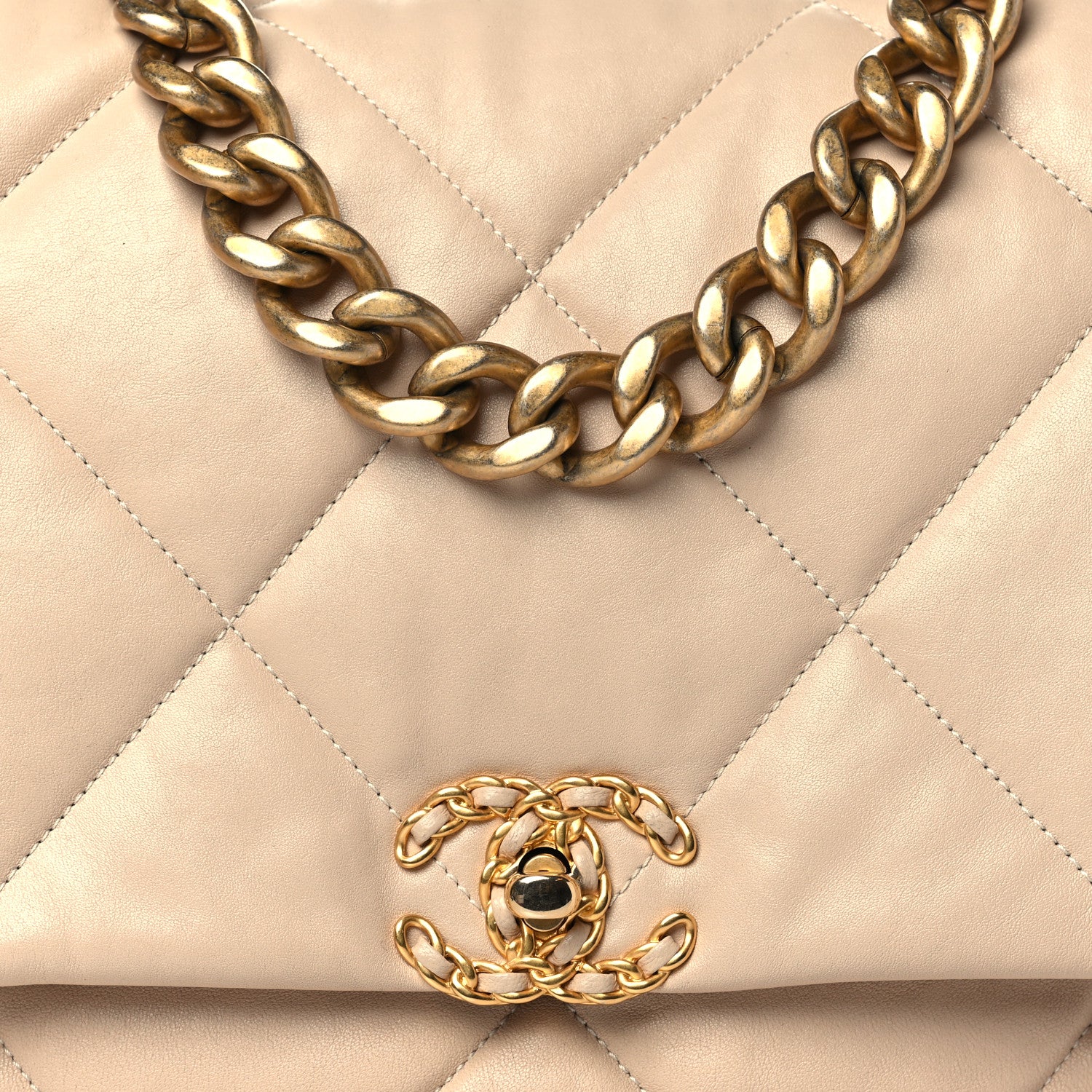 Chanel Lambskin Quilted Maxi Chanel 19 Flap Light Beige 8 of 12