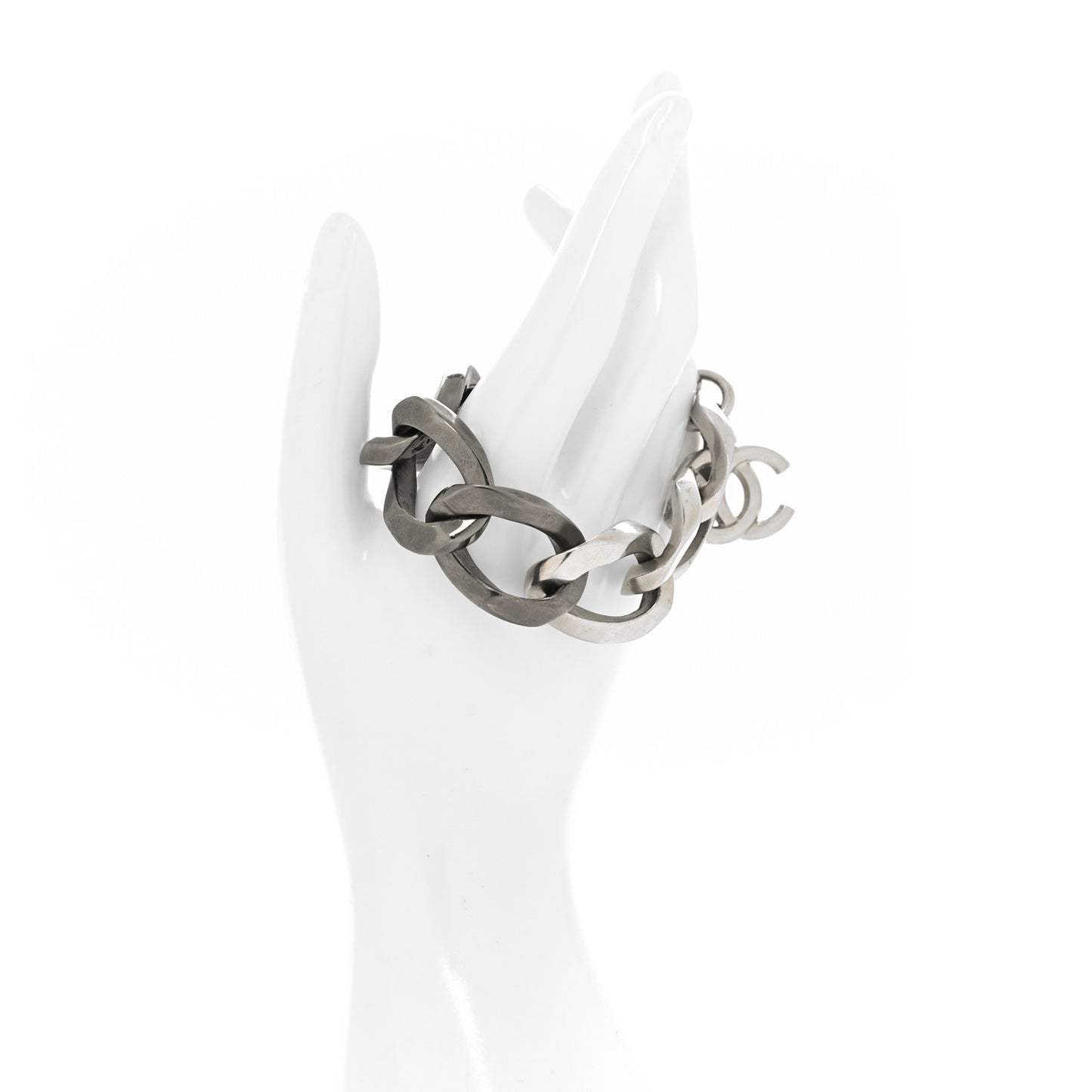 Metal Chain Link CC Bracelet Silver Ruthenium