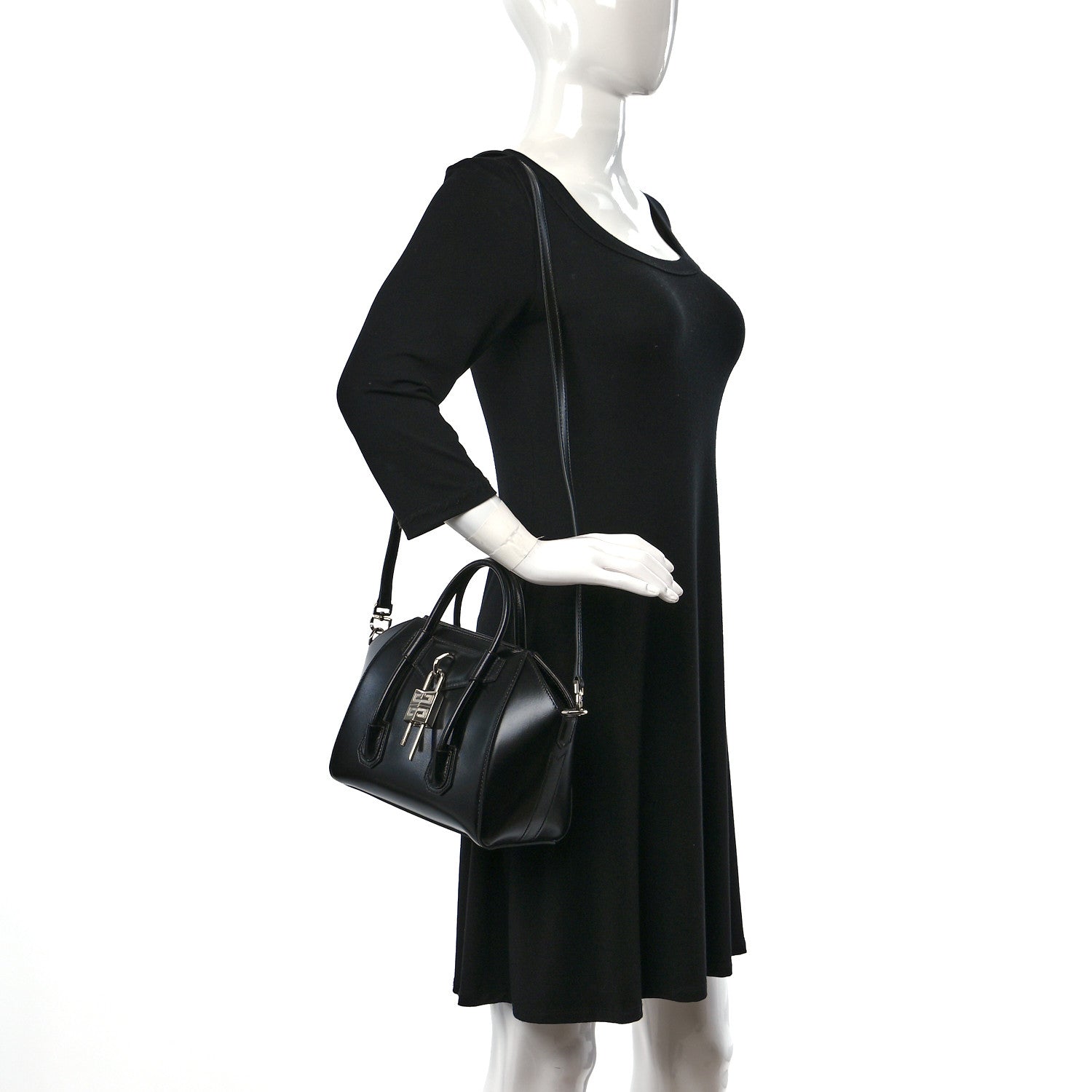 Givenchy Box Calfskin Mini Lock Antigona Shoulder Bag Black 2 of 8