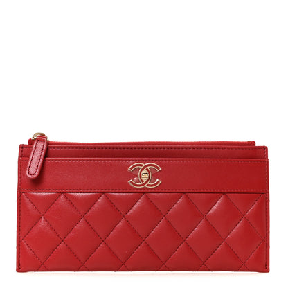Chanel Sheepskin Quilted Mademoiselle Vintage Zip Pouch Red 1 of 9