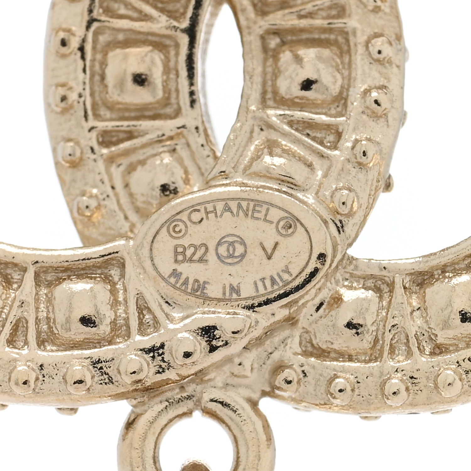 Chanel Crystal Pearl CC Drop Earrings Gold 4 of 4