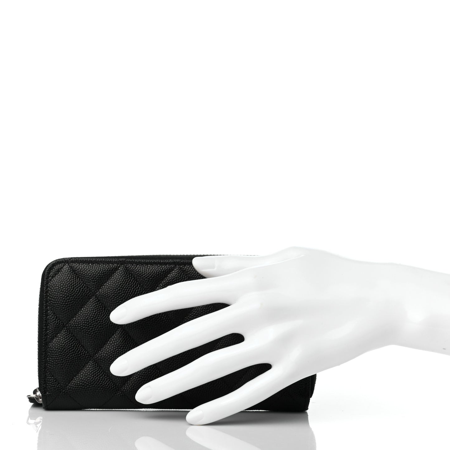 Caviar Quilted Medium Zip Around Wallet Black