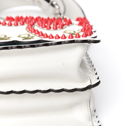 Fendi Vitello Liberty Scalloped Studded Flowers and Bows Kan I Shoulder Bag White Multicolor 10 of 13