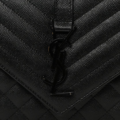 Saint Laurent Grain De Poudre Textured Mixed Matelasse Triquilt Medium Monogram Monochrome Satchel Black 7 of 9