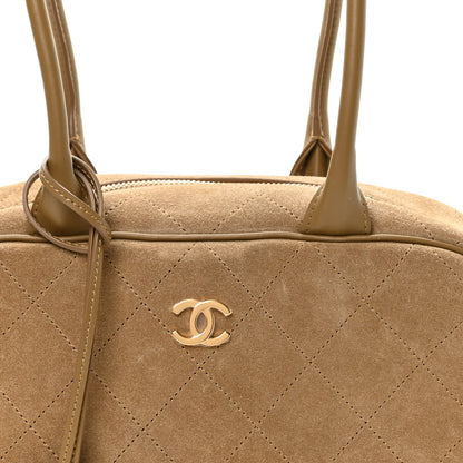 Chanel Suede Calfskin Large Perfect Bowling Bag Dark Beige 8 of 11