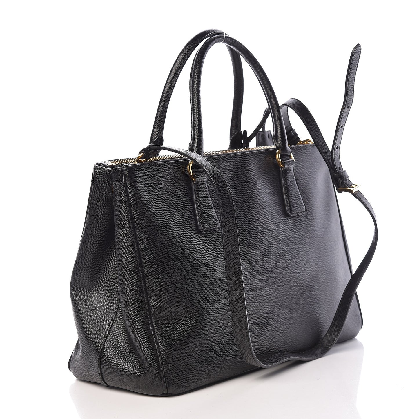 Saffiano Medium Galleria Double Zip Tote Black