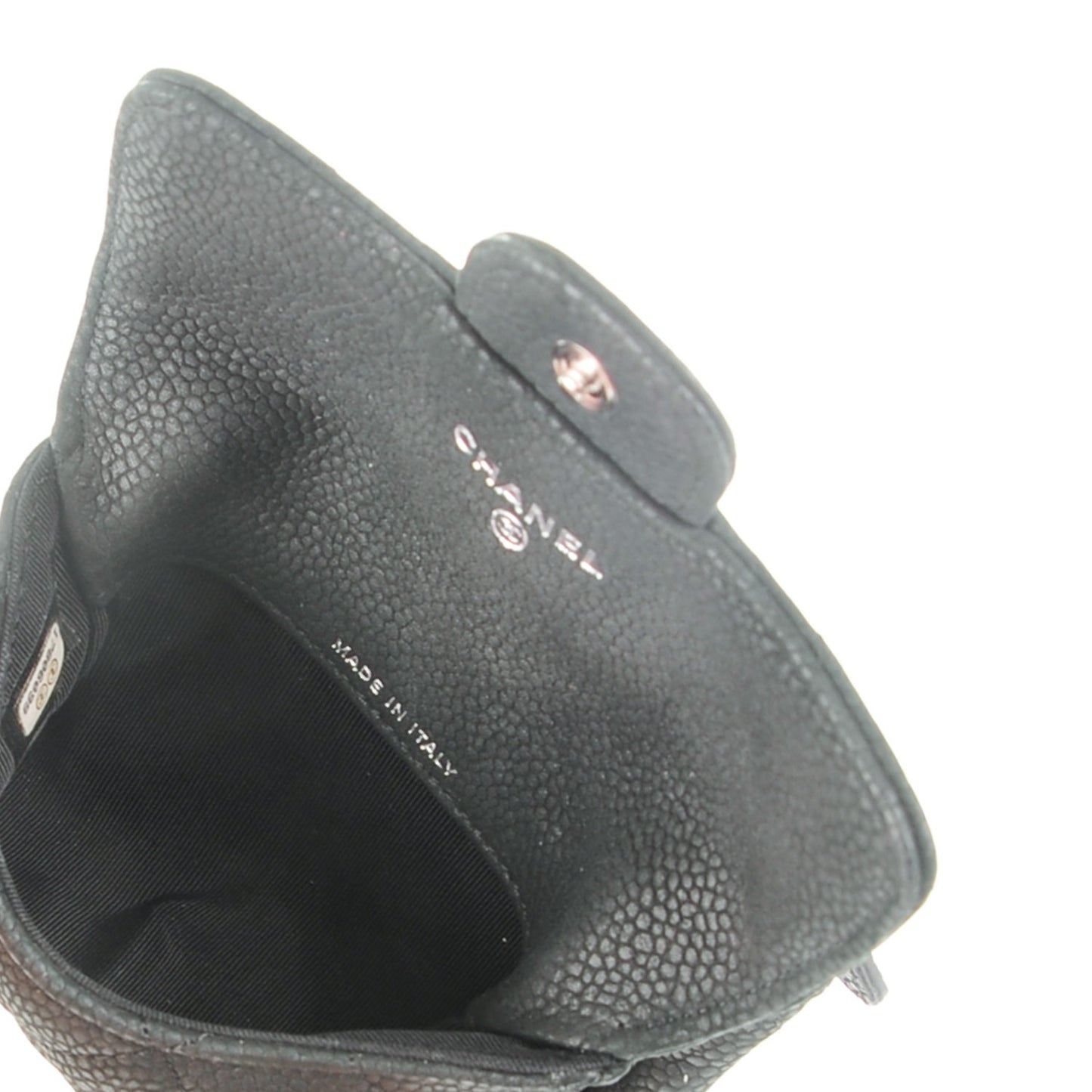 Iridescent Caviar Quilted Coin Purse Black