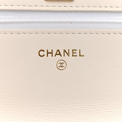 Chanel Shiny Calfskin Quilted Multicolor Top Handle Wallet On Chain WOC White 6 of 15