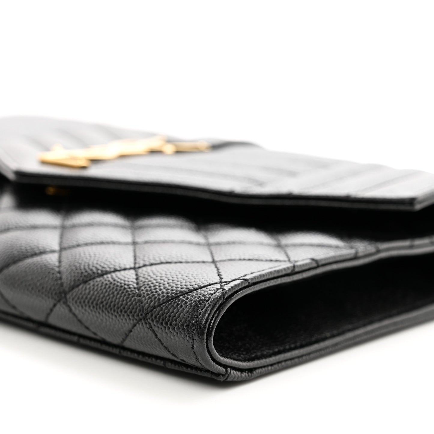 Grain De Poudre Textured Mixed Matelasse Triquilt Monogram Clutch Black