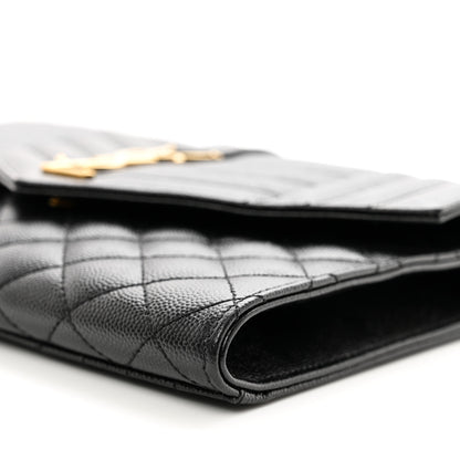 Saint Laurent Grain De Poudre Textured Mixed Matelasse Triquilt Monogram Clutch Black 9 of 9