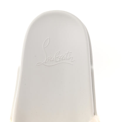 Christian Louboutin Faux Shearling Embroidered Pool Donna Flat Slide Sandals 39 White 8 of 10