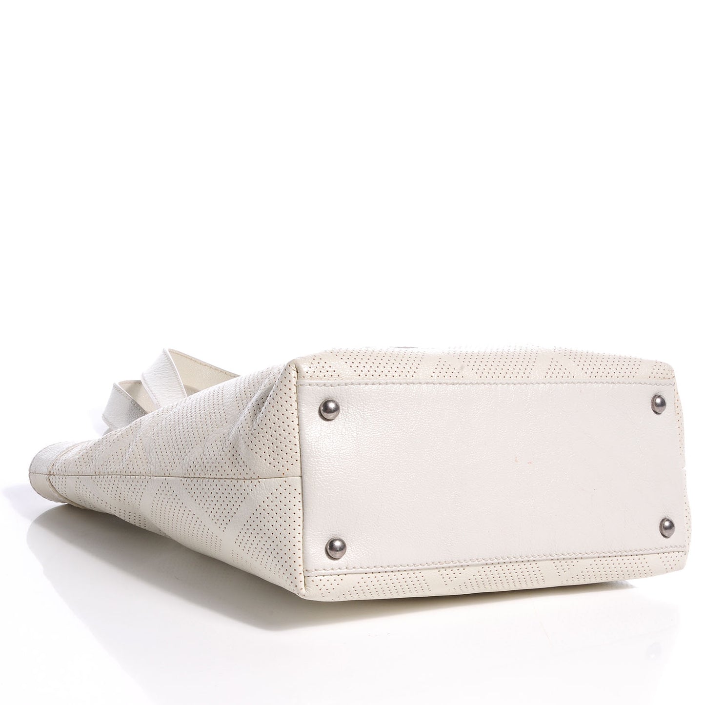 Leather Perforated CC Small Tote White