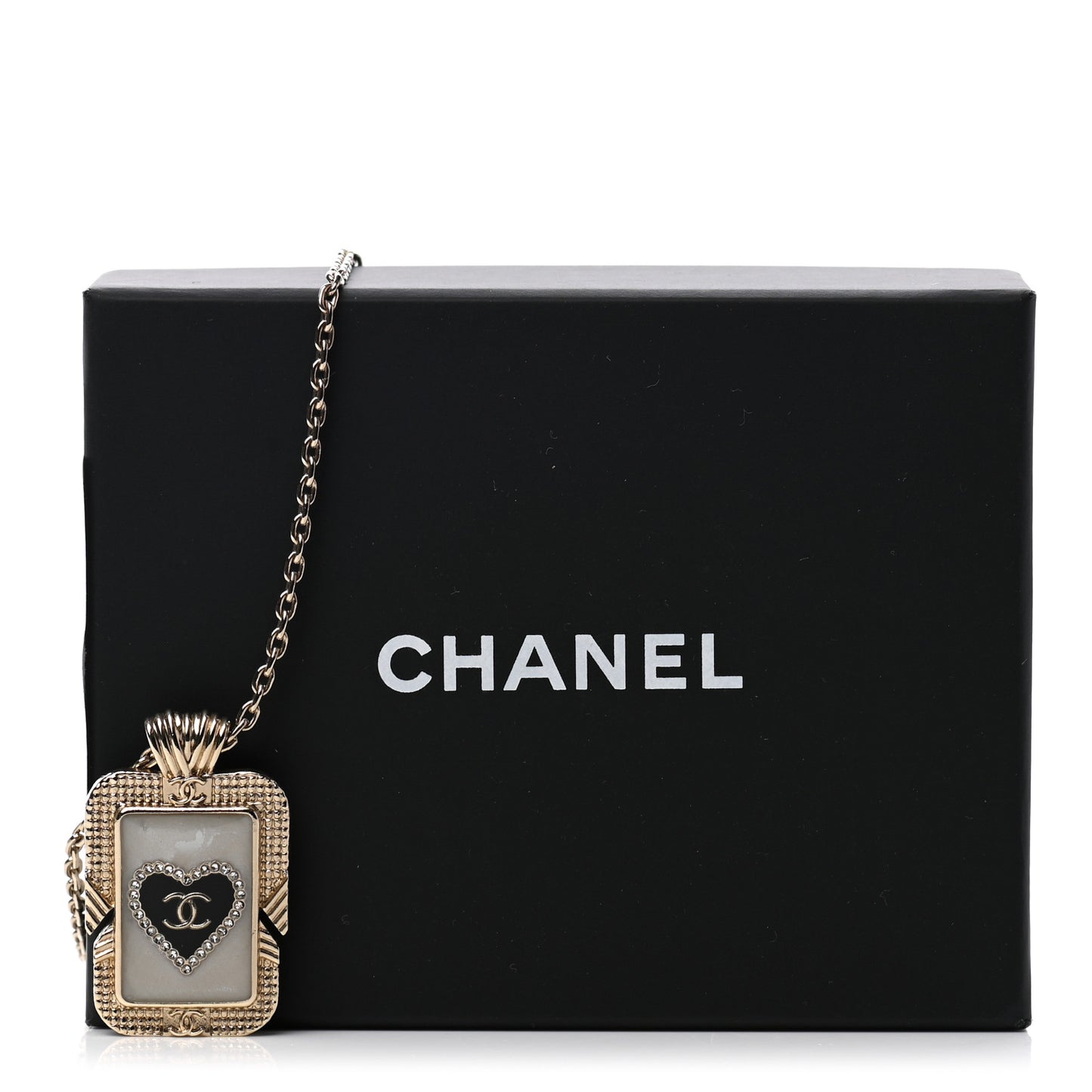 Metal Resin Enamel Crystal CC Necklace Gold Black White