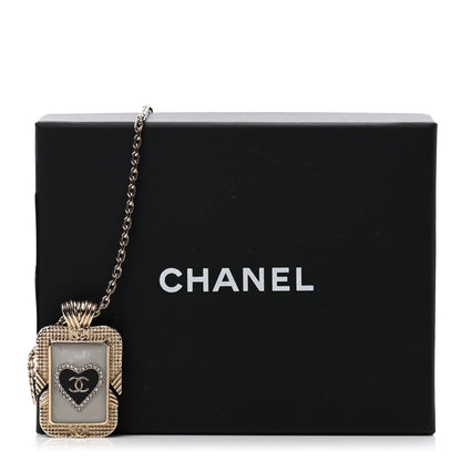 Chanel Metal Resin Enamel Crystal CC Necklace Gold Black White 7 of 7