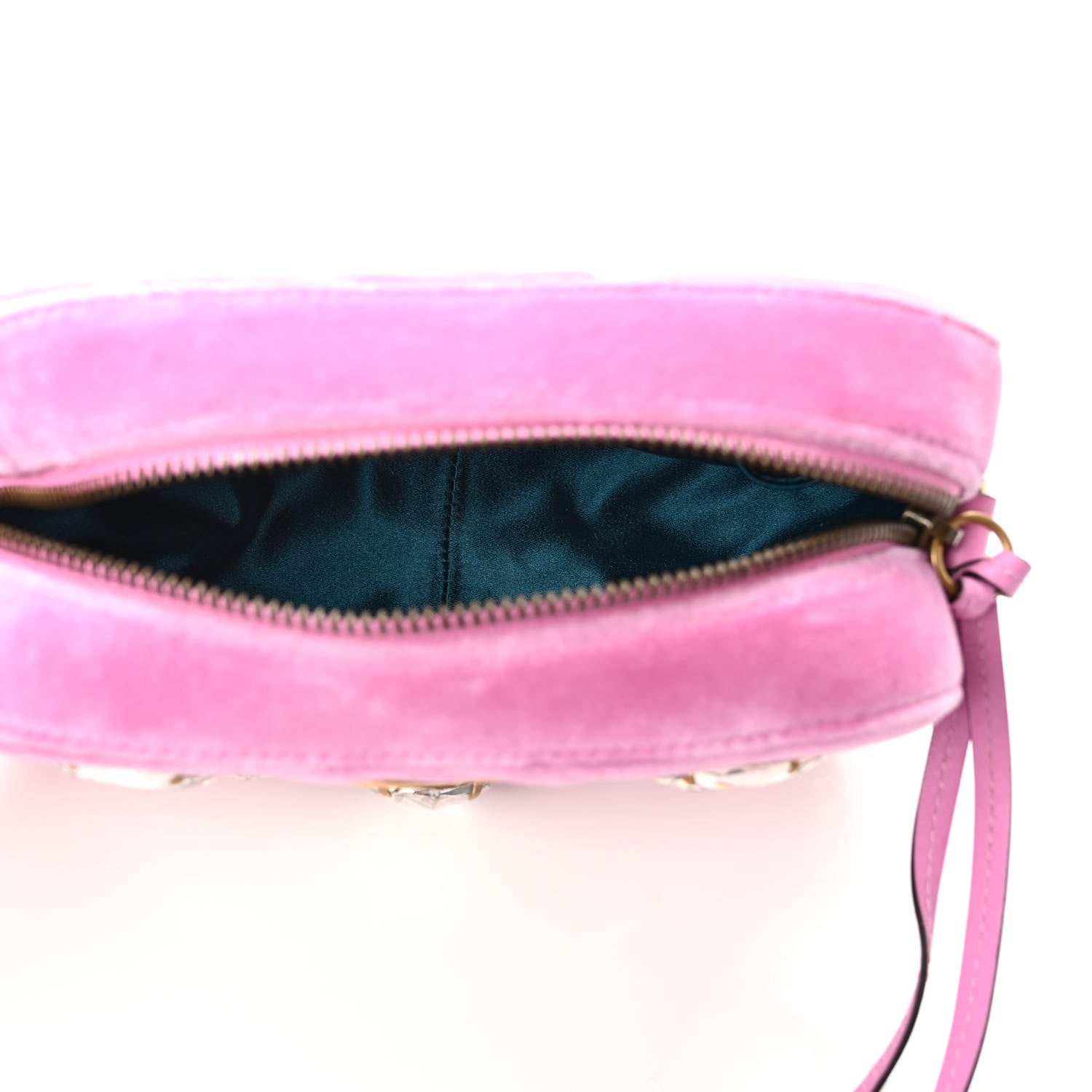 Gucci Velvet Matelasse Marquise Crystals Mini GG Marmont Chain Shoulder Bag Malva 5 of 9