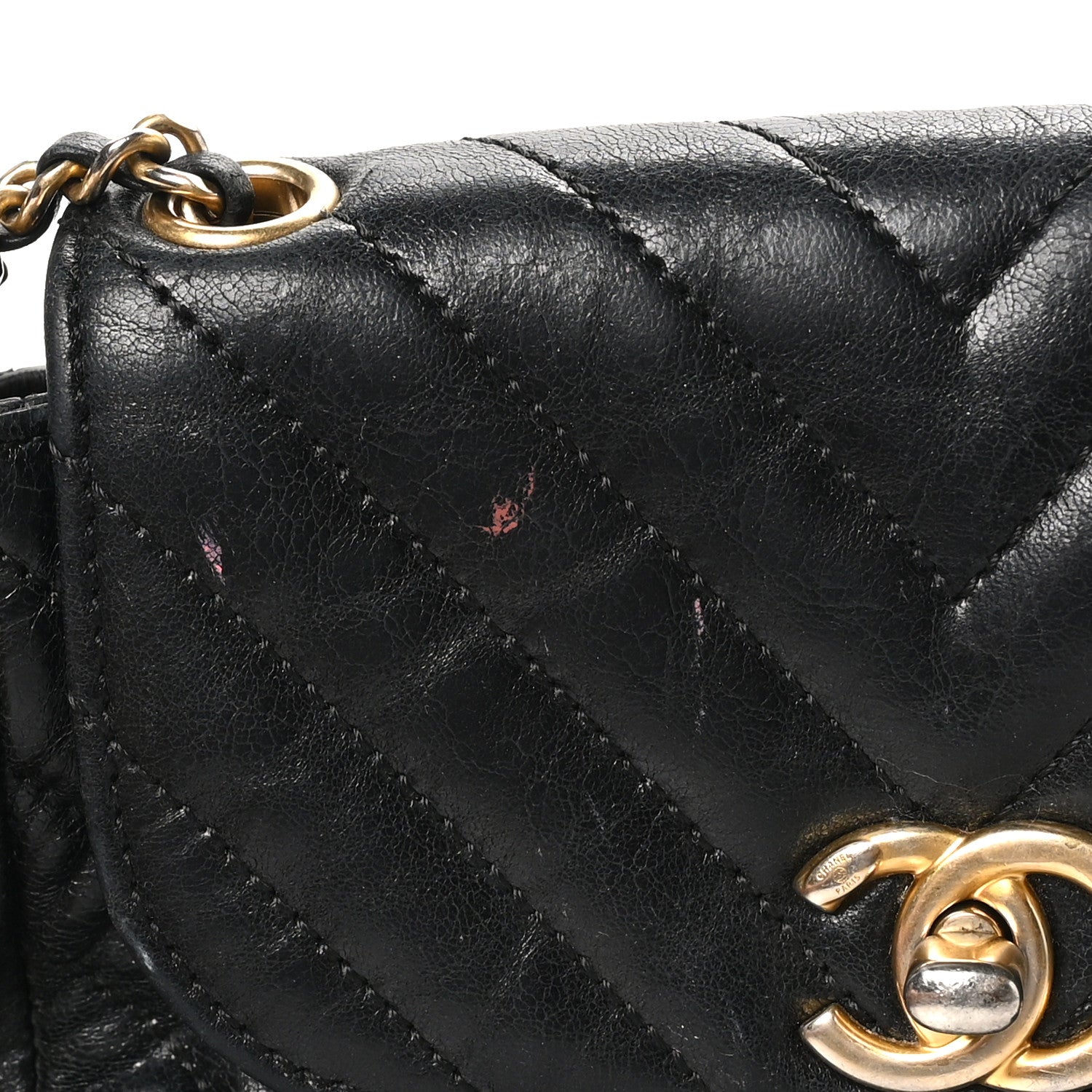 Chanel Glazed Calfskin Chevron Quilted Small Hampton Flap Black 11 of 11