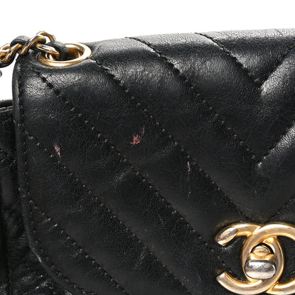 Chanel Glazed Calfskin Chevron Quilted Small Hampton Flap Black 11 of 11
