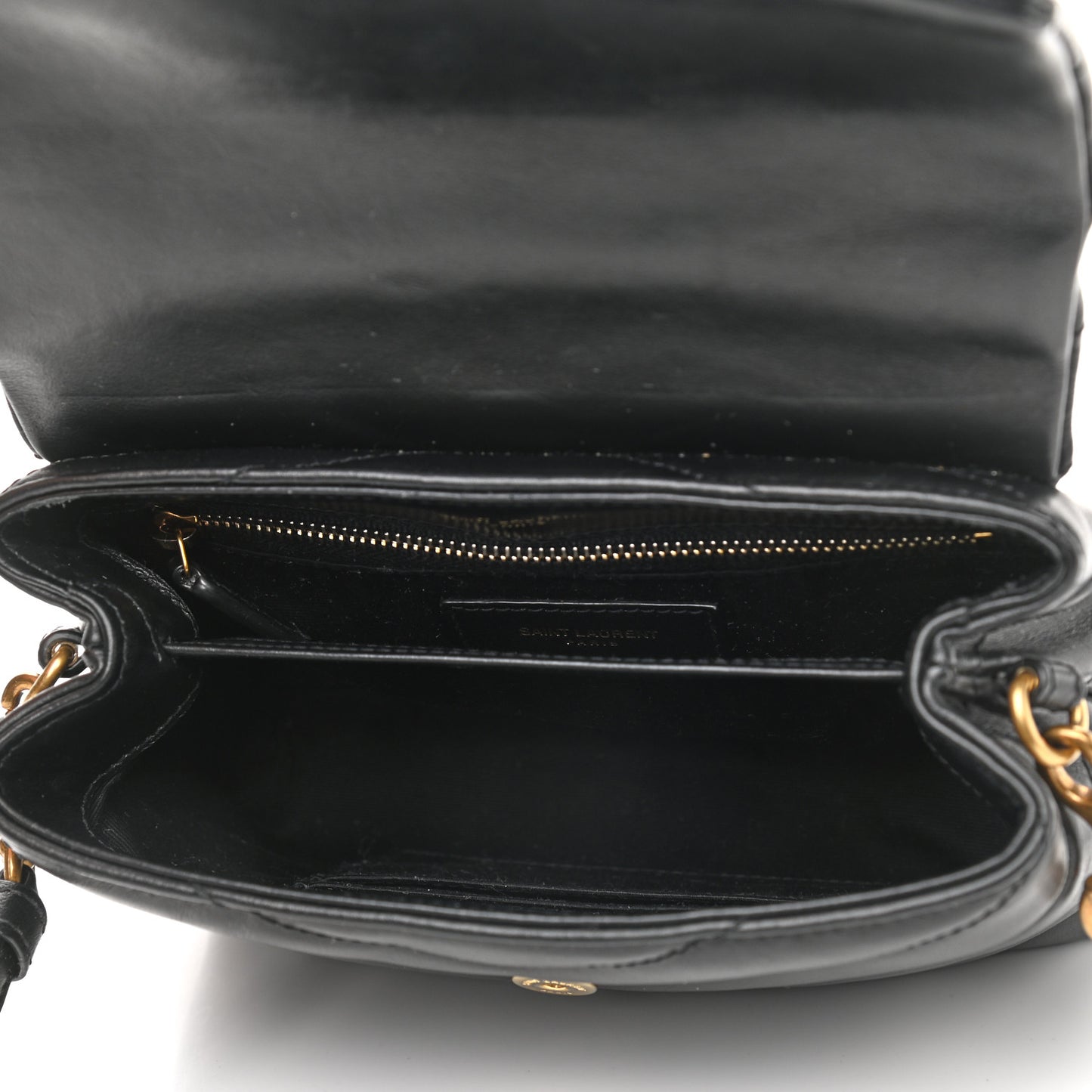 Calfskin Y Quilted Monogram Toy Loulou Crossbody Bag Black
