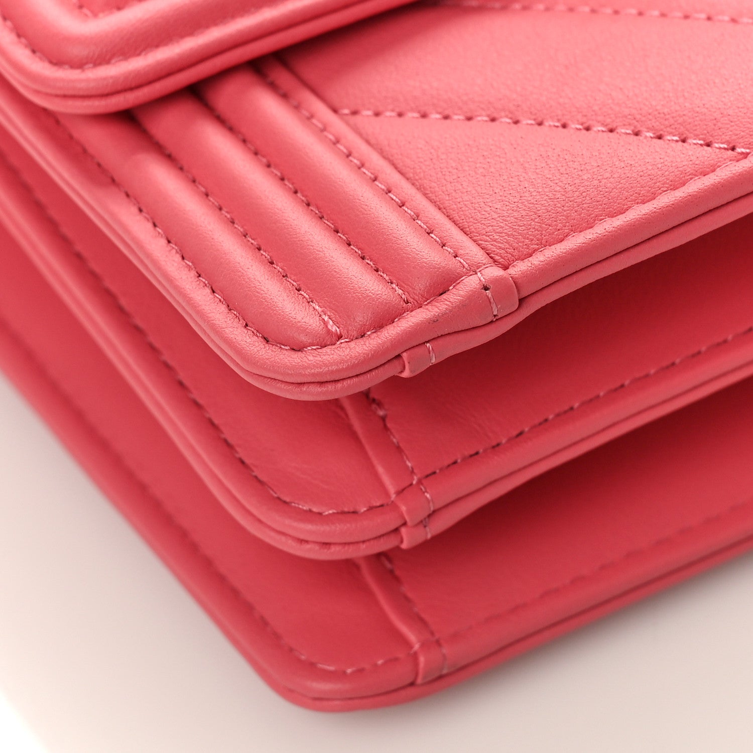 Chanel Calfskin Chevron North South Boy Flap Pink 8 of 9