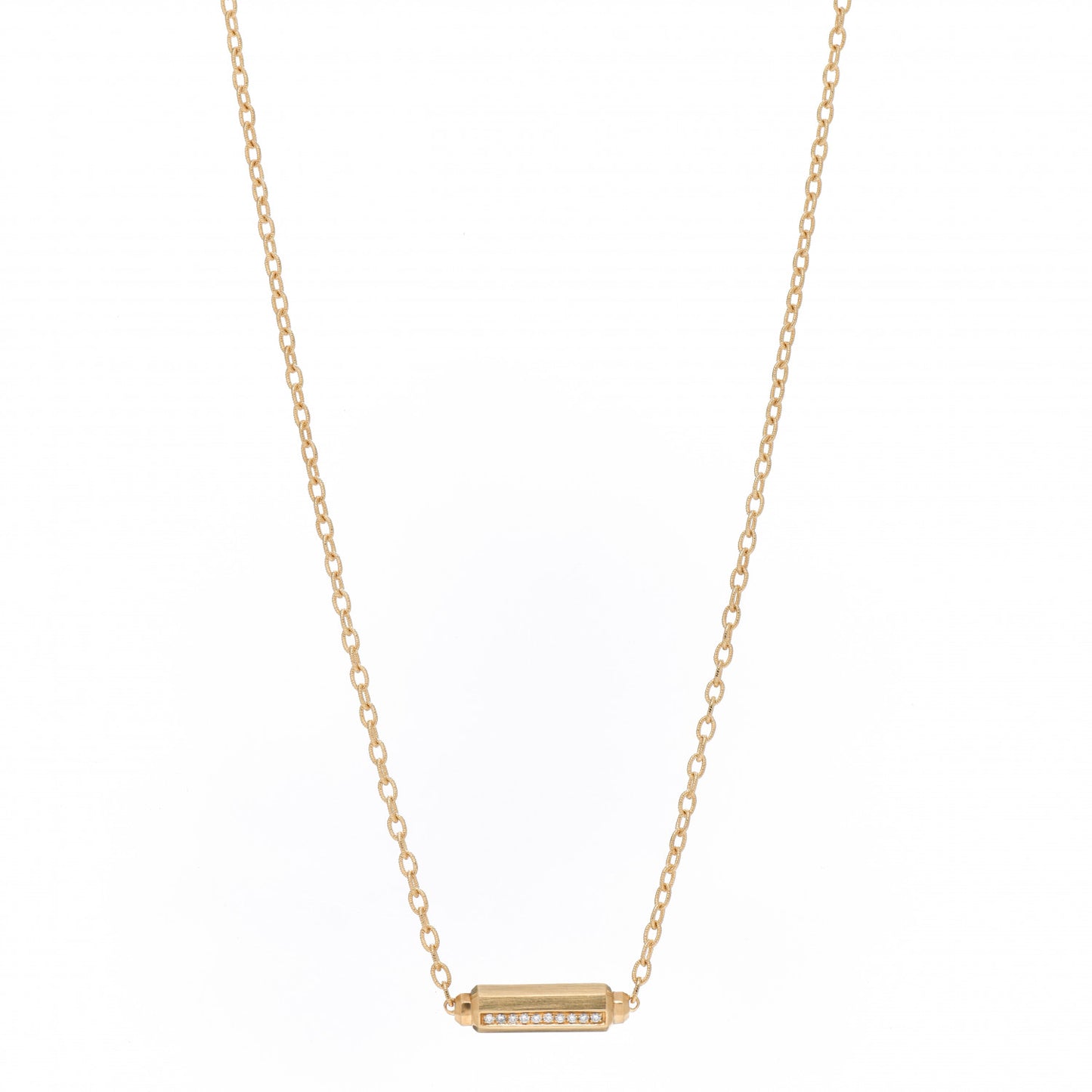 18K Yellow Gold Diamond Lexington Single Station Pendant Necklace