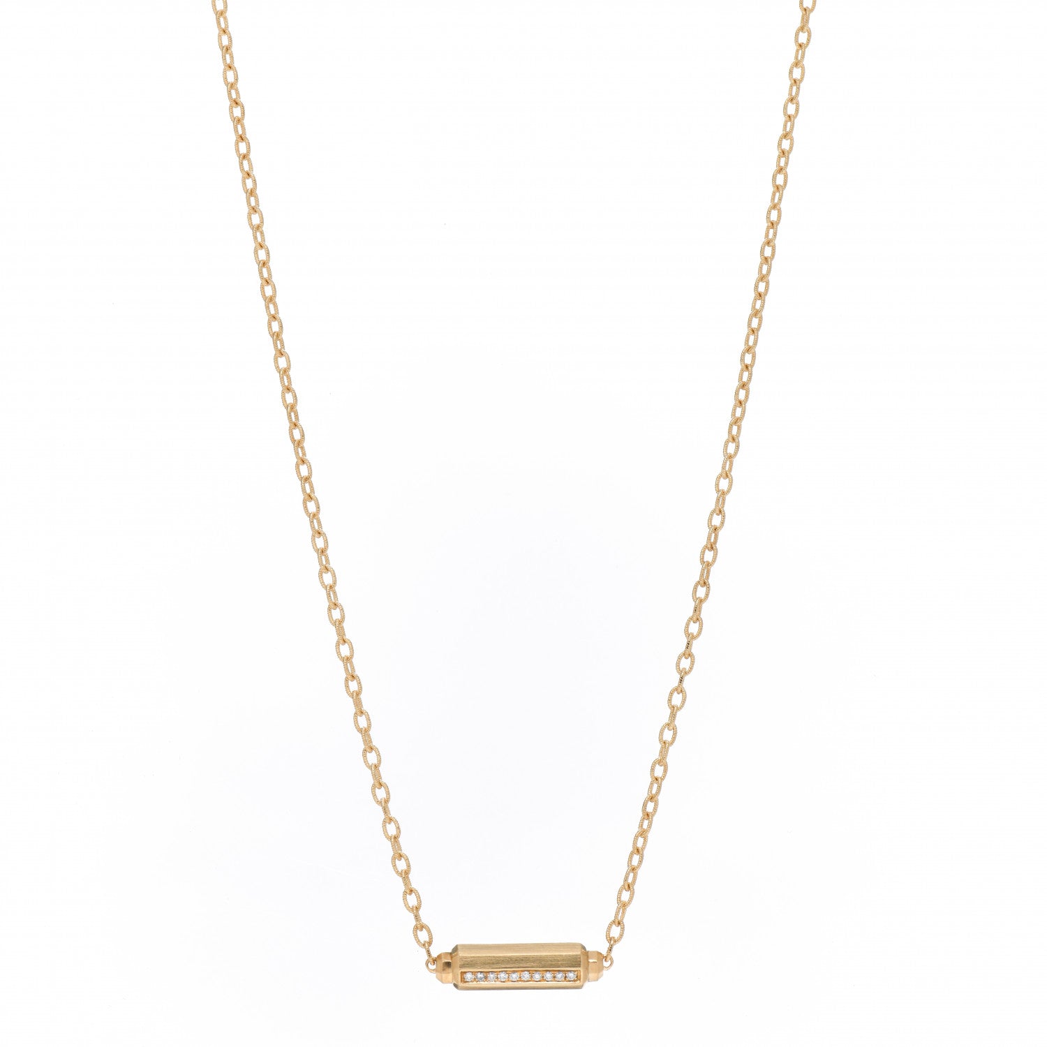 David Yurman 18K Yellow Gold Diamond Lexington Single Station Pendant Necklace 1 of 4