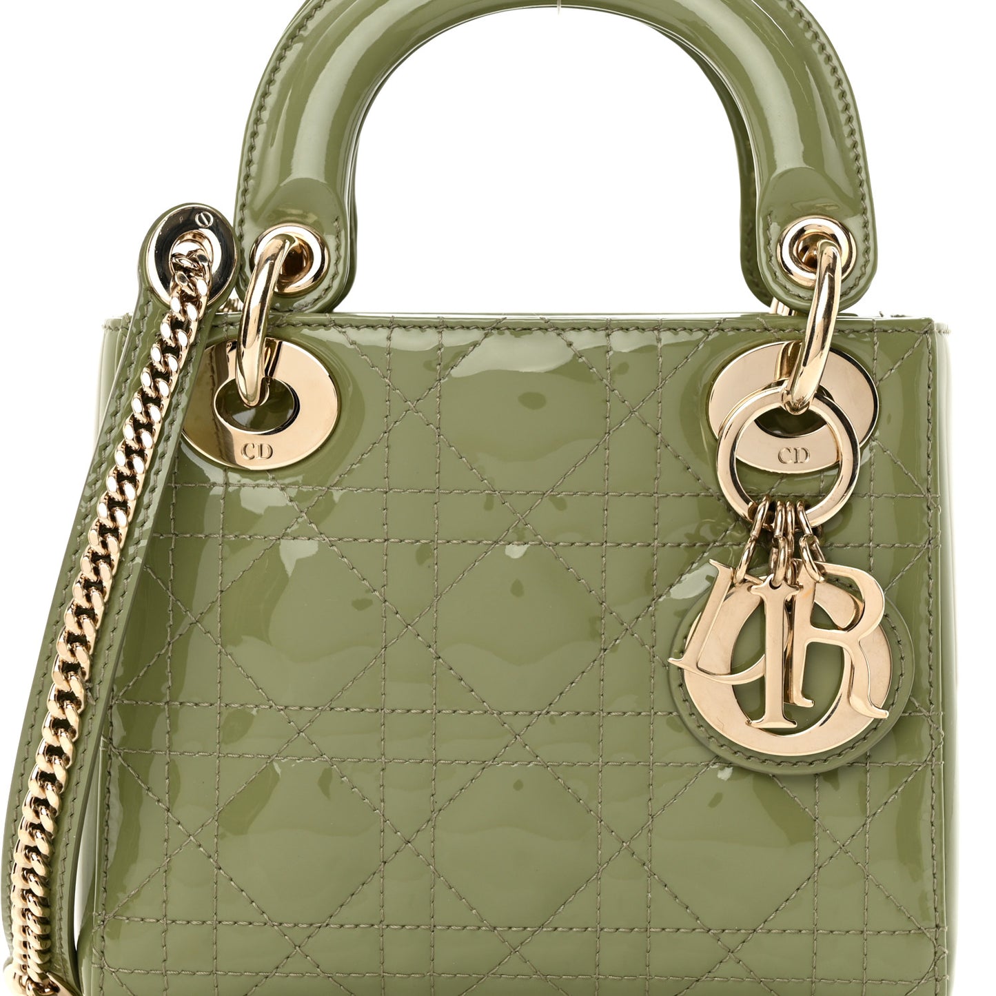 Patent Cannage Mini Lady Dior Dusty Jade