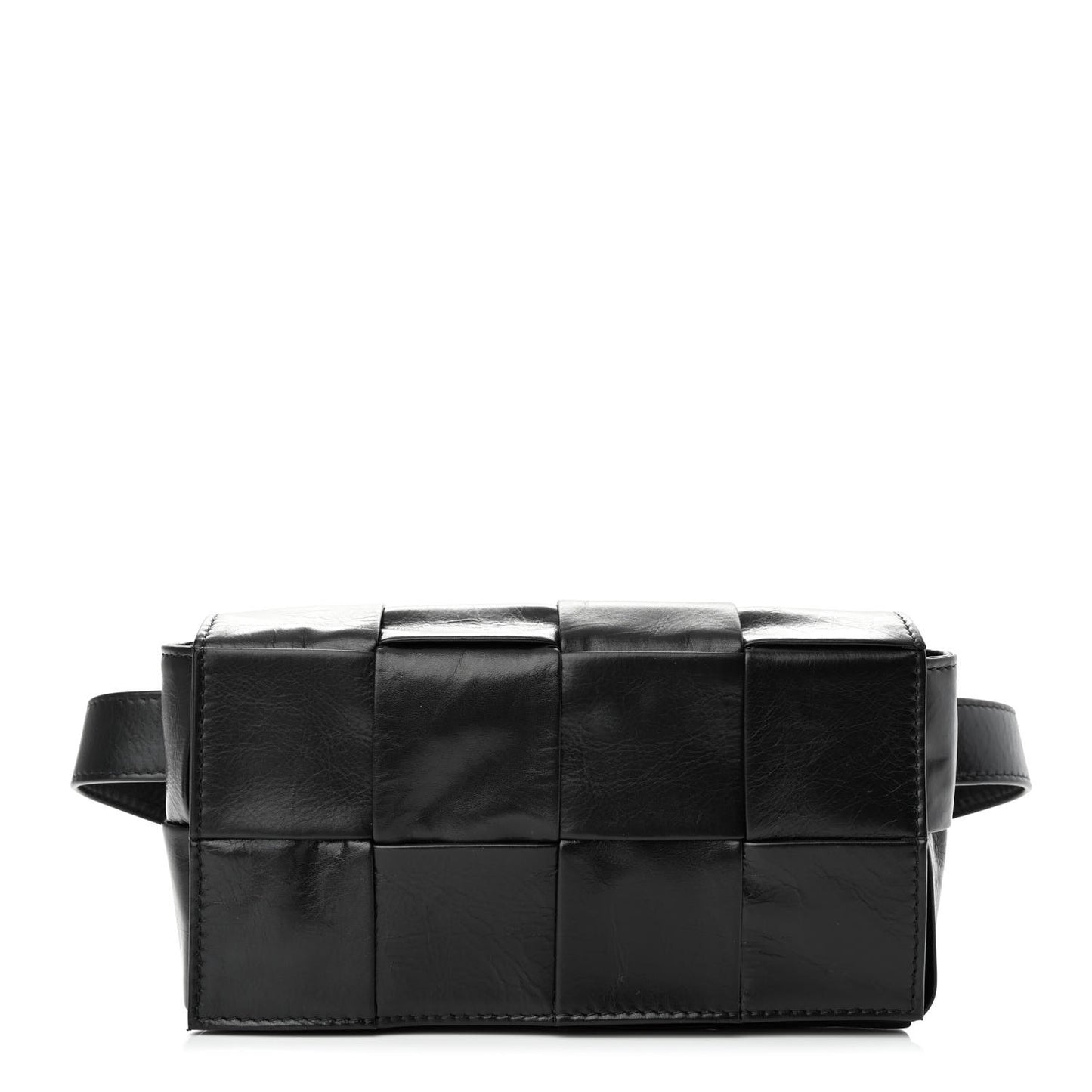 Paper Calfskin Intrecciato Cassette Belt Bag Black