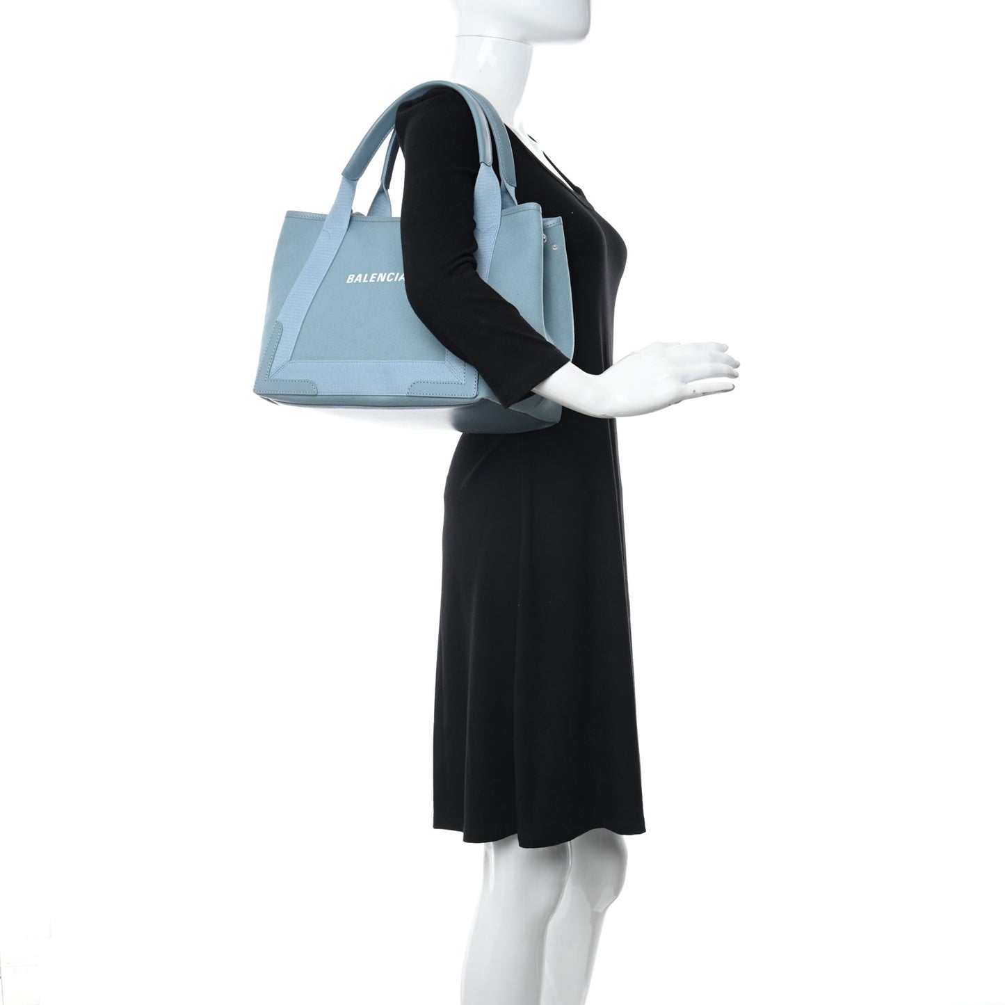 Cotton Canvas Calfskin S Navy Cabas Blue