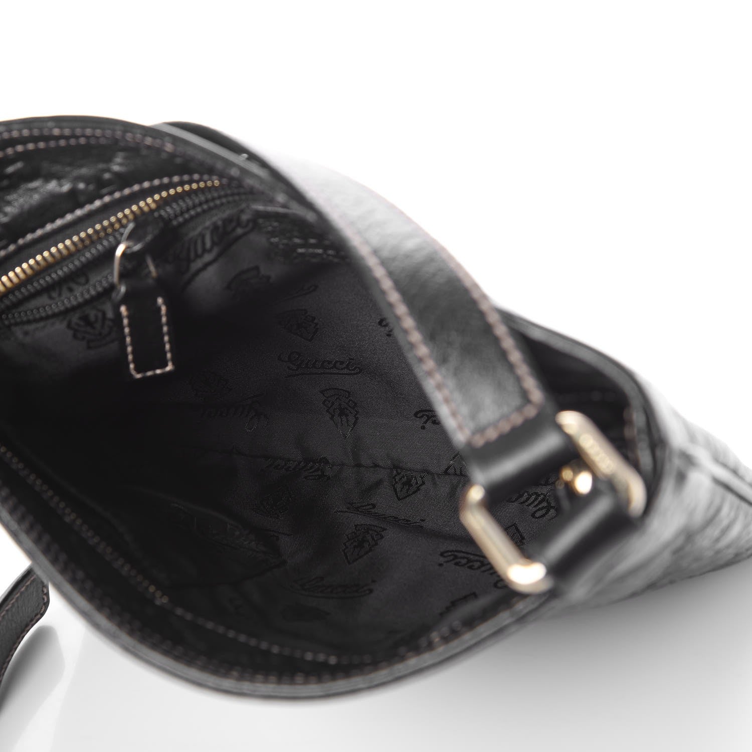 Gucci Guccissima Small Flat Messenger Bag Black 5 of 7