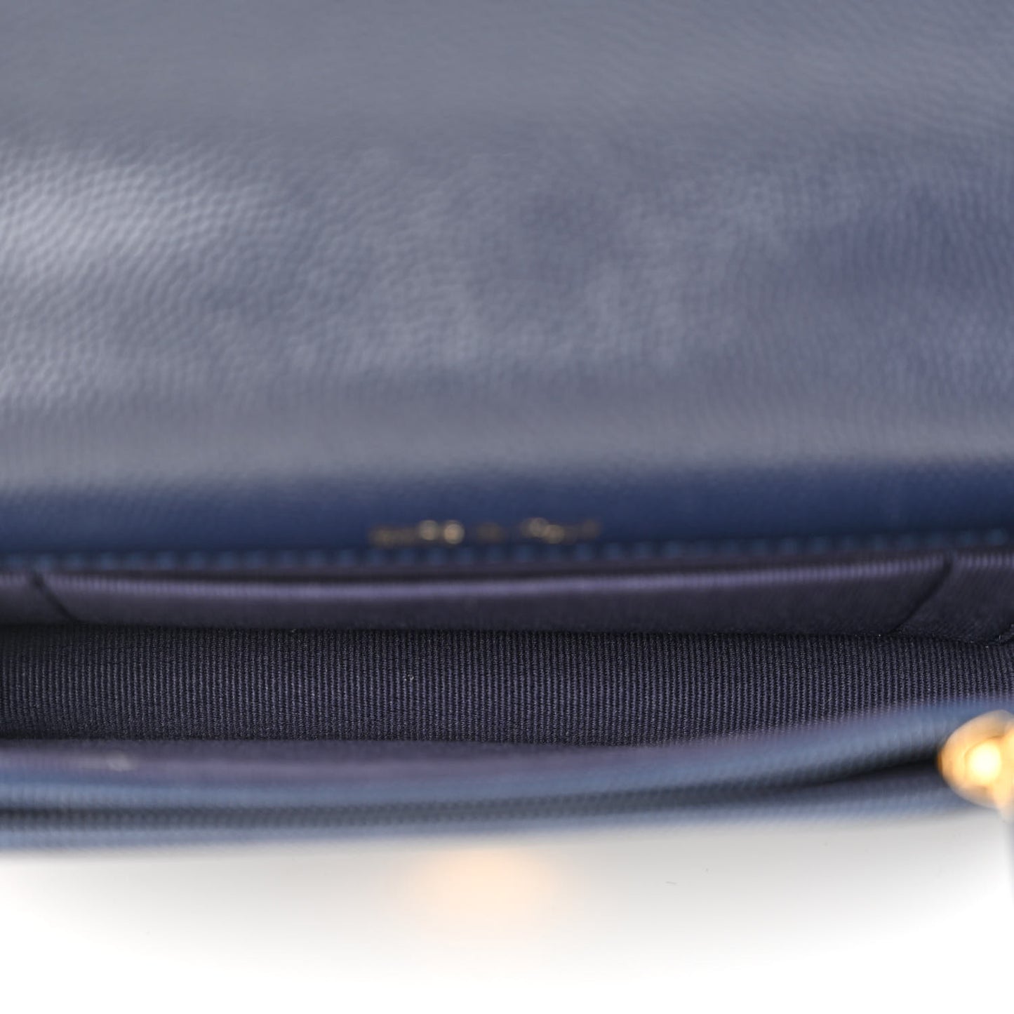 Caviar Quilted Pocket Twins Clutch With Chain Navy Blue