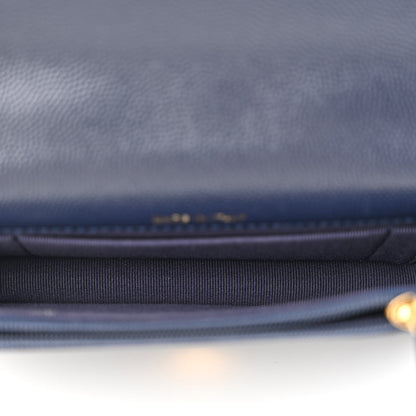 Chanel Caviar Quilted Pocket Twins Clutch With Chain Navy Blue 5 of 12