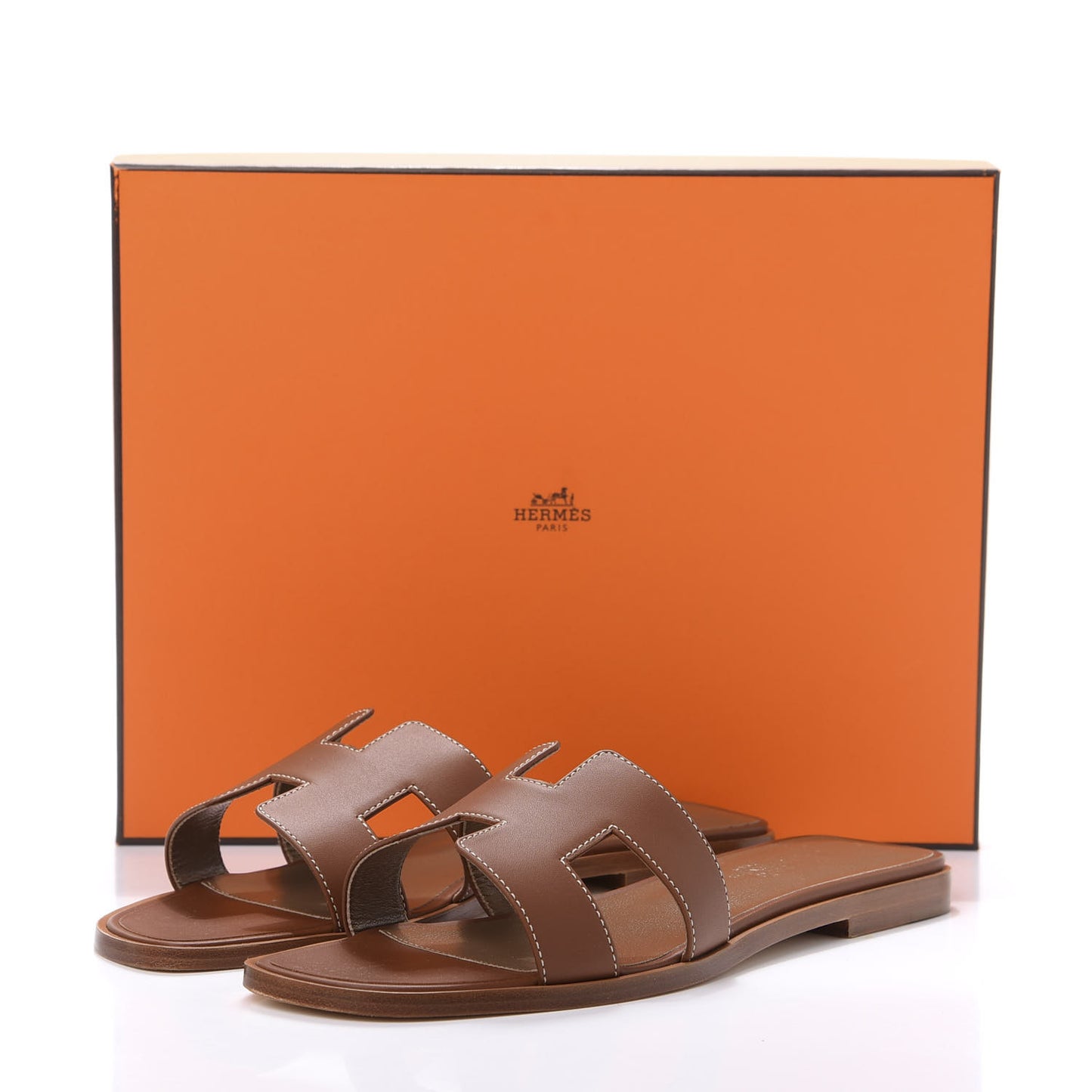 Box Calfskin Oran Sandals 38.5 Gold