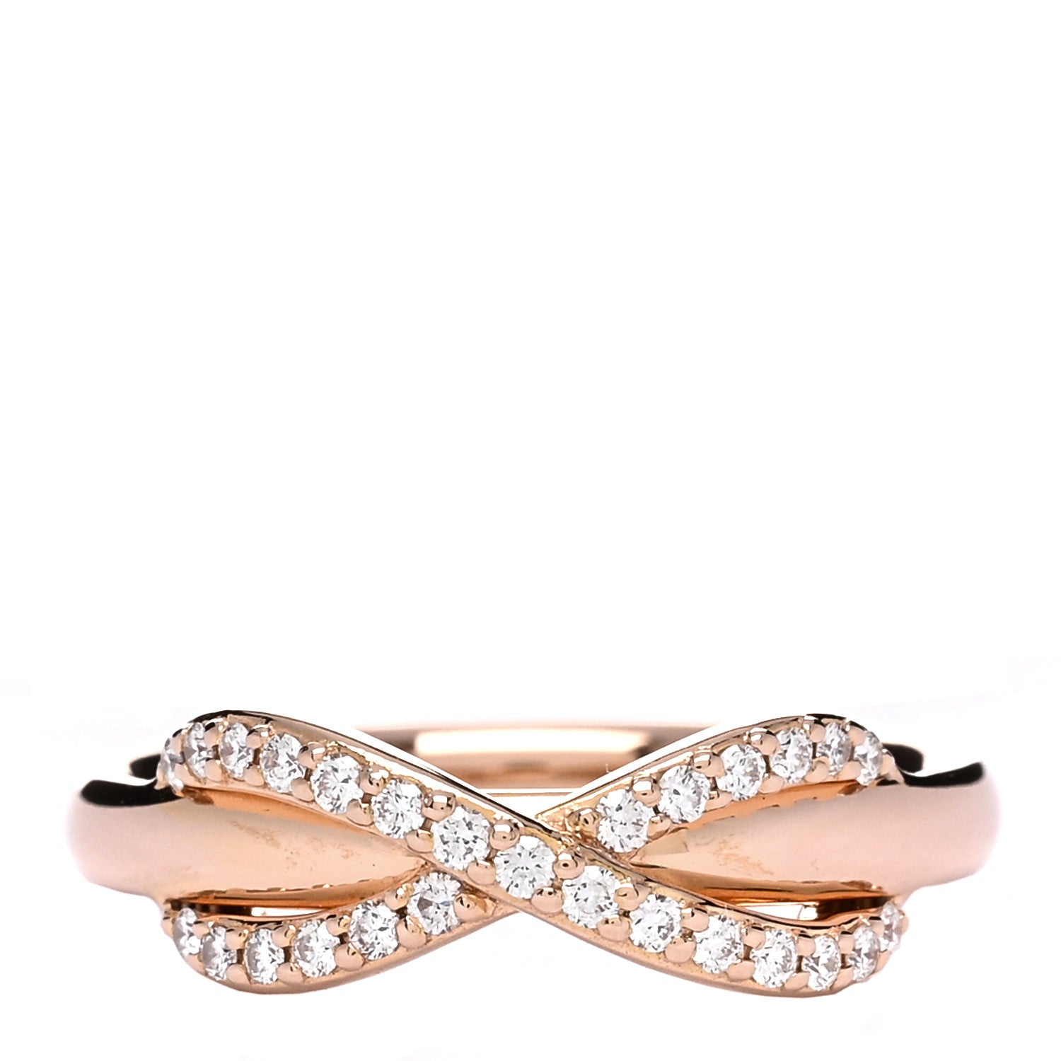 Tiffany 18K Rose Gold Diamond Infinity Ring 46 3.75 1 of 4