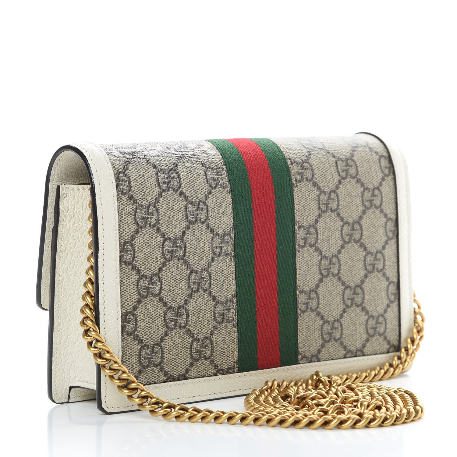 Gucci GG Supreme Monogram Web Queen Margaret Chain Wallet White 3 of 10