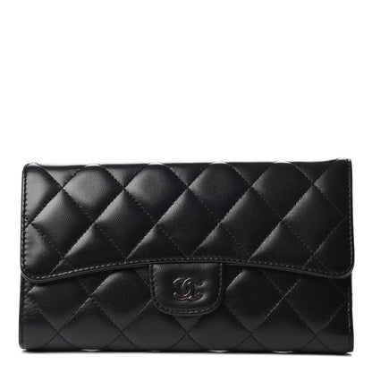 Chanel Lambskin Quilted Large Flap Wallet Black 1 of 8