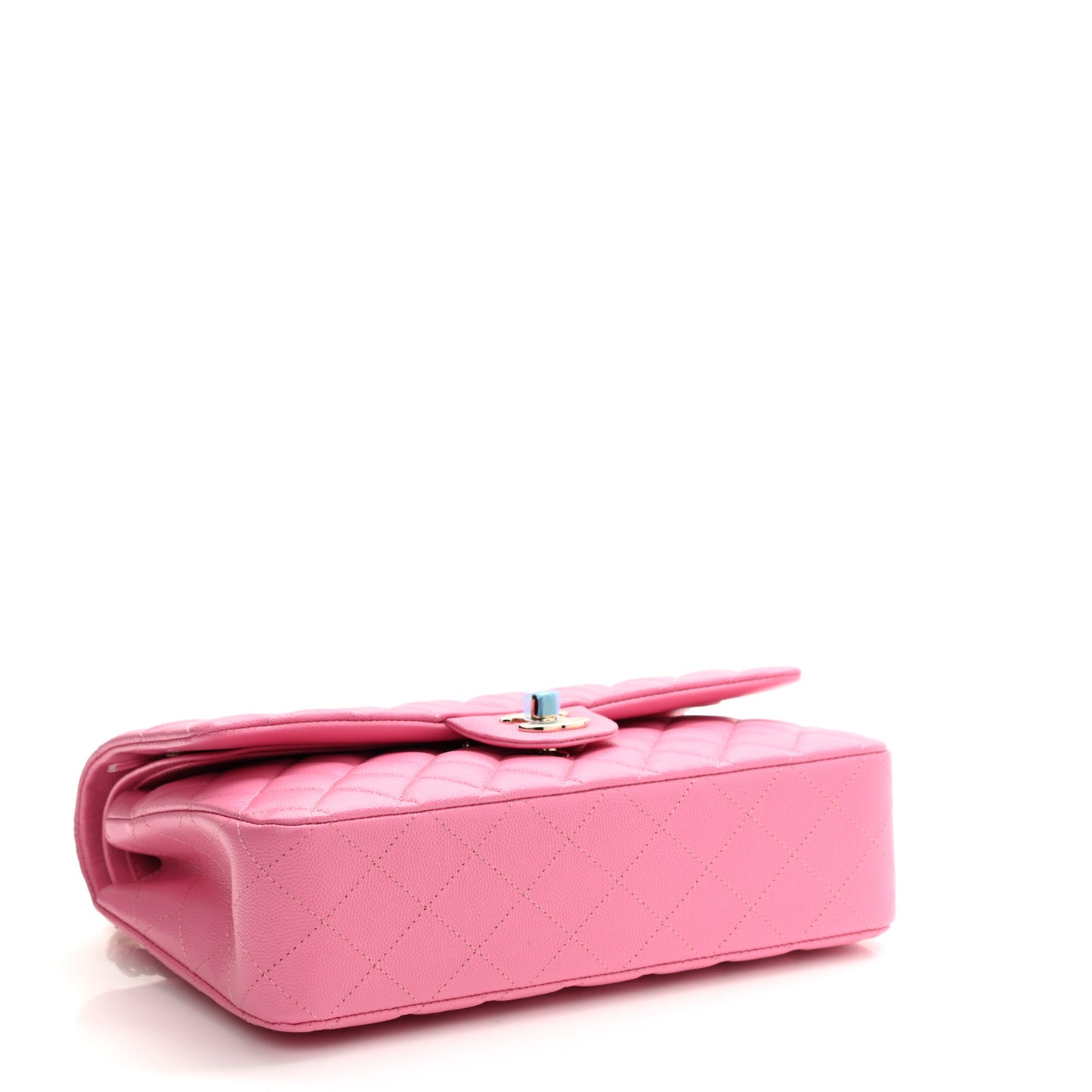Caviar Quilted Medium Double Flap Pink