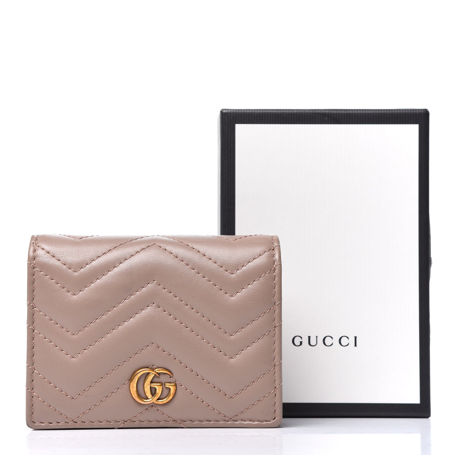 Gucci Calfskin Matelasse GG Marmont Card Case Wallet Porcelain Rose 10 of 10