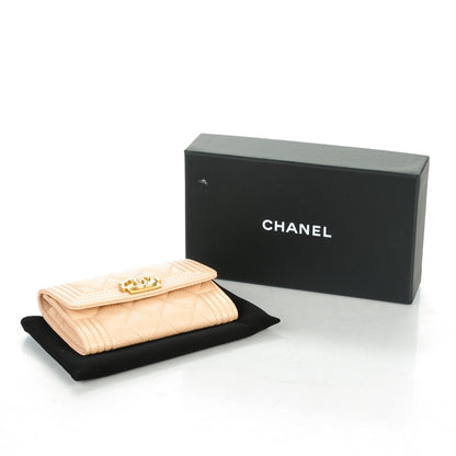 Chanel Caviar Quilted Boy Card Holder Wallet Beige Clair 3 of 7