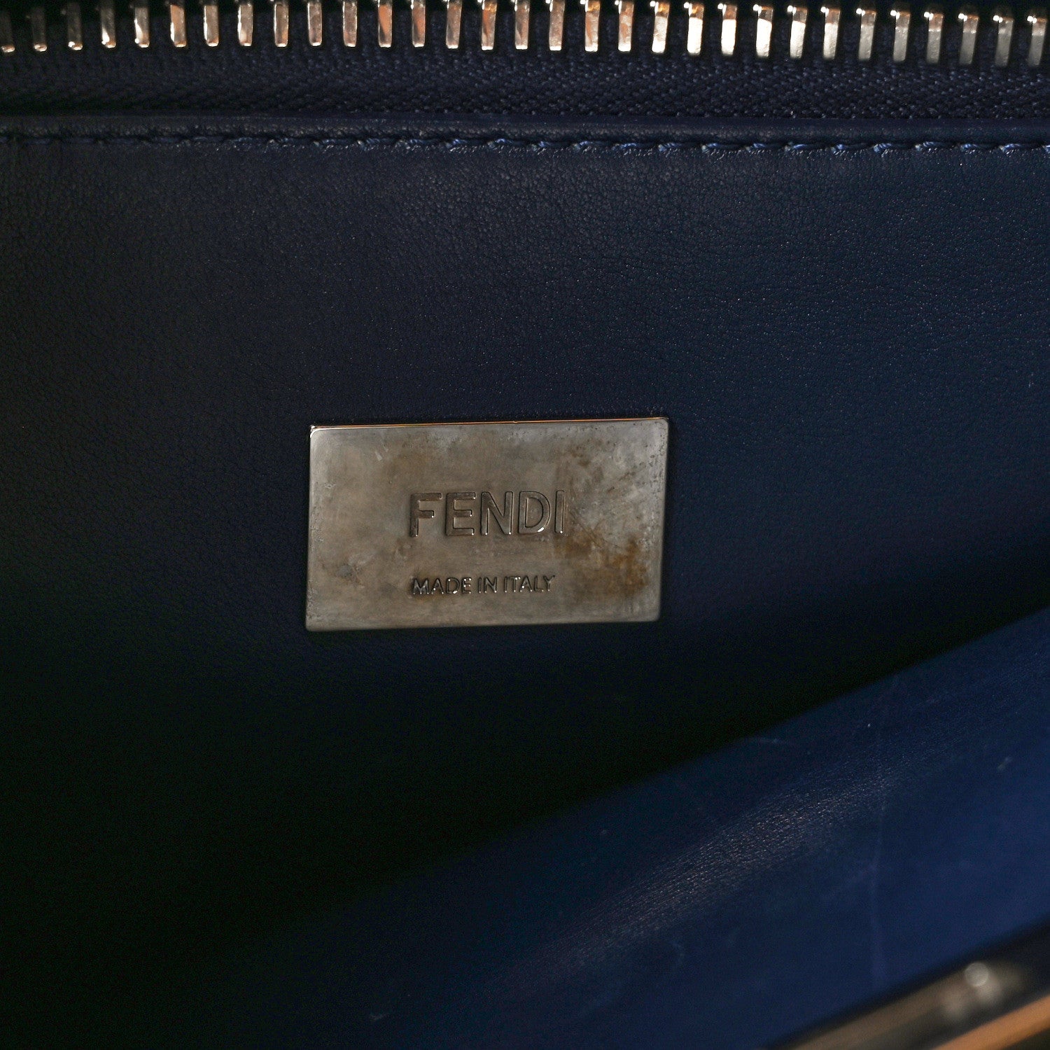 Fendi Vitello Tahiti Burro Large Peekaboo Iconic Essentially Satchel Sand Blueberry 6 of 11