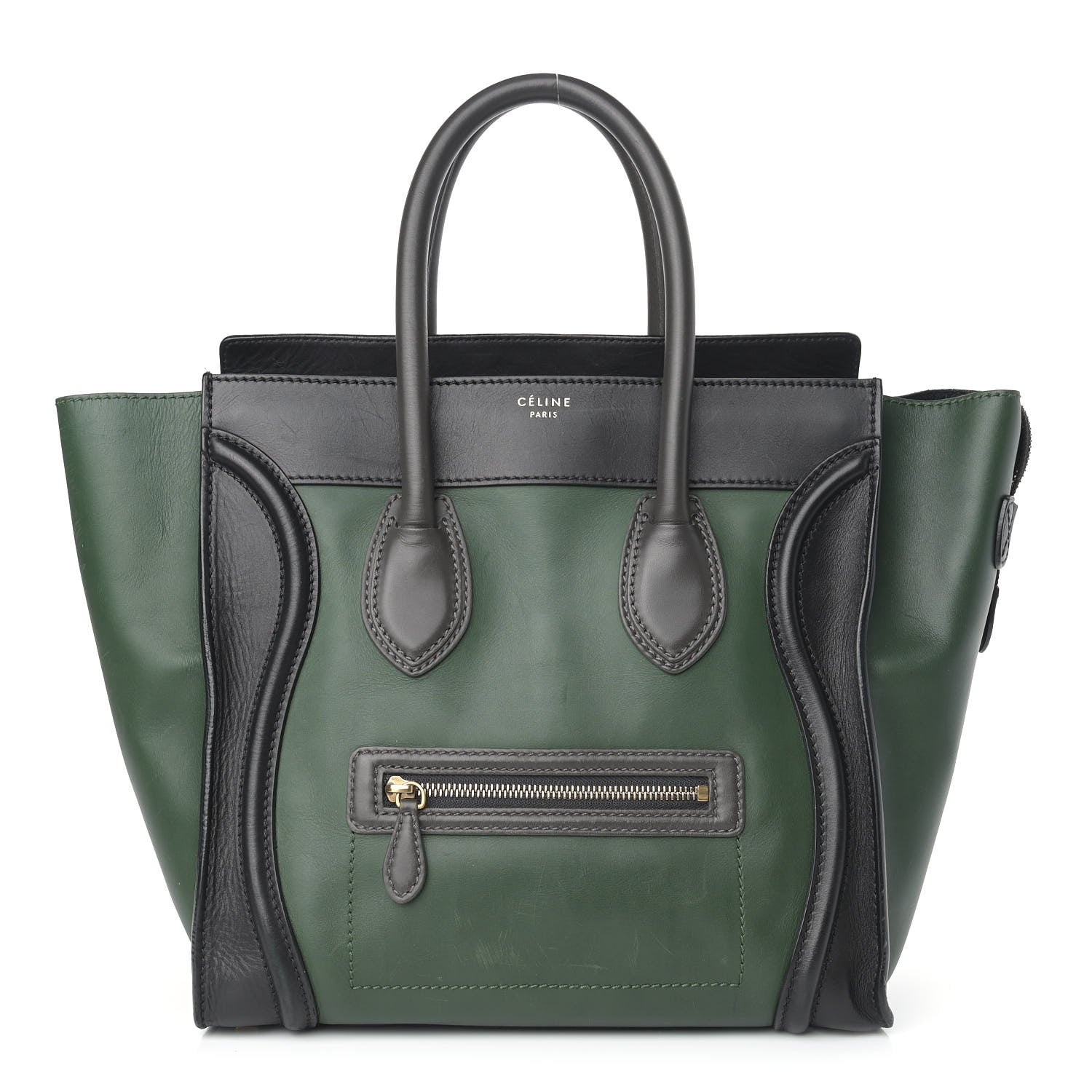 Celine Smooth Calfskin Mini Bi-Color Luggage Forest Black 1 of 22