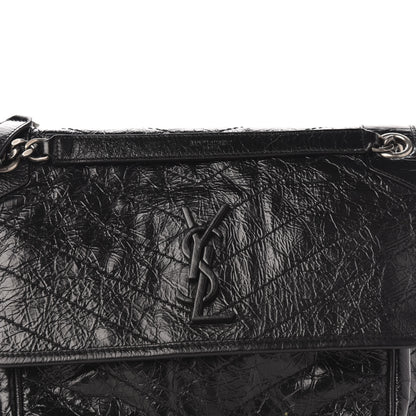 Saint Laurent Crinkled Calfskin Matelasse Monogram Medium Niki Chain Satchel Black 12 of 12
