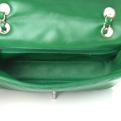 Chanel Lambskin Chevron Quilted Medium Single Flap Green 5 of 13