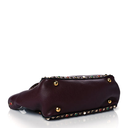 Valentino Garavani Grained Calfskin Small Rockstud Rolling Tote Rubin 4 of 9