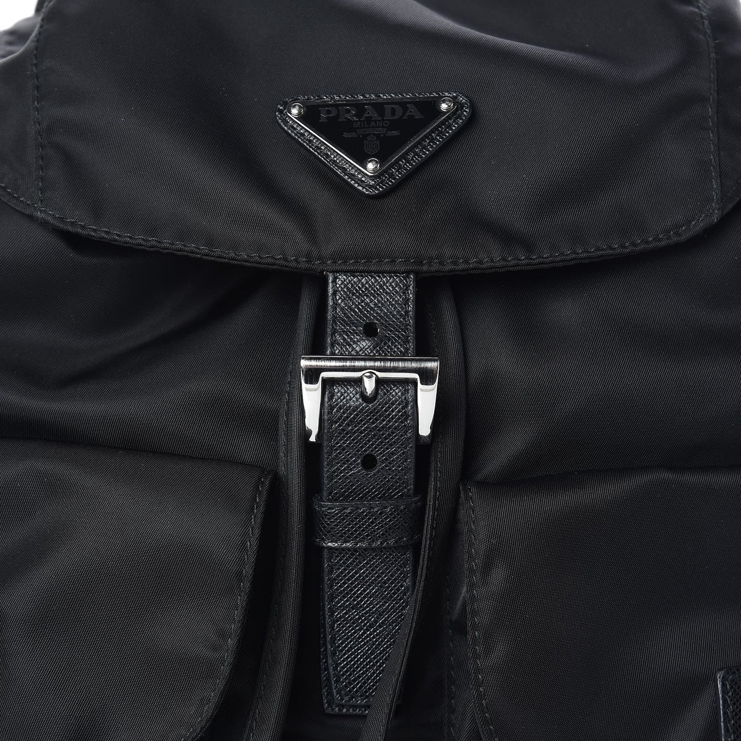 Tessuto Nylon Vela Saffiano Large Backpack Black