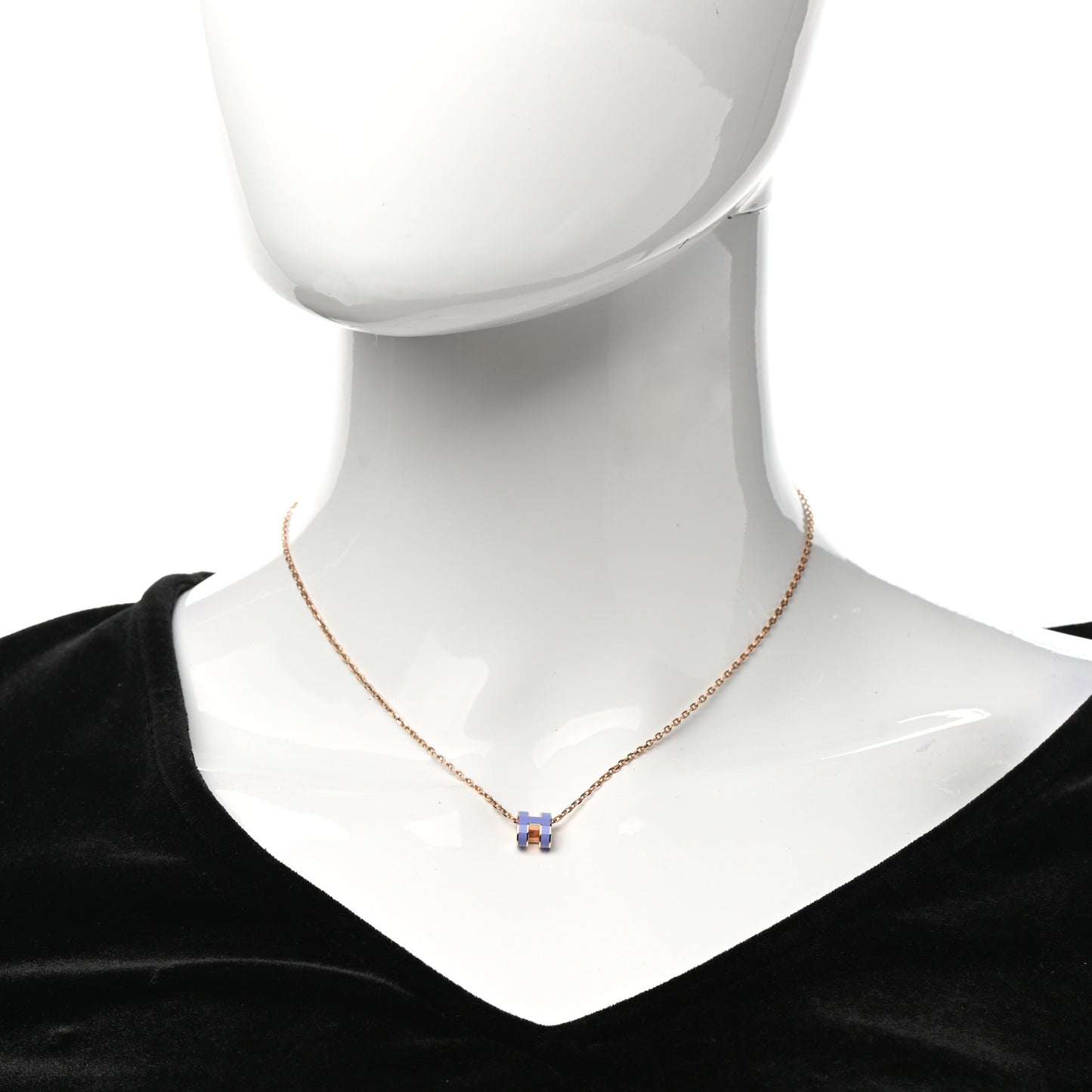 Rose Gold Mini Pop H Pendant Necklace Lilas